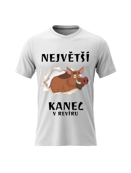 Pánské bavlněné tričko s potiskem - NEJVĚTŠÍ KANEC - bílé