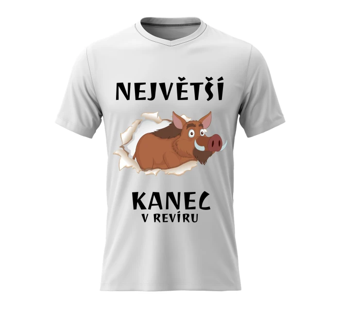 Pánské bavlněné tričko s potiskem - NEJVĚTŠÍ KANEC - bílé