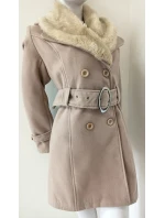 Dámsky béžový kabát na gombíky Eva - Italian Mode