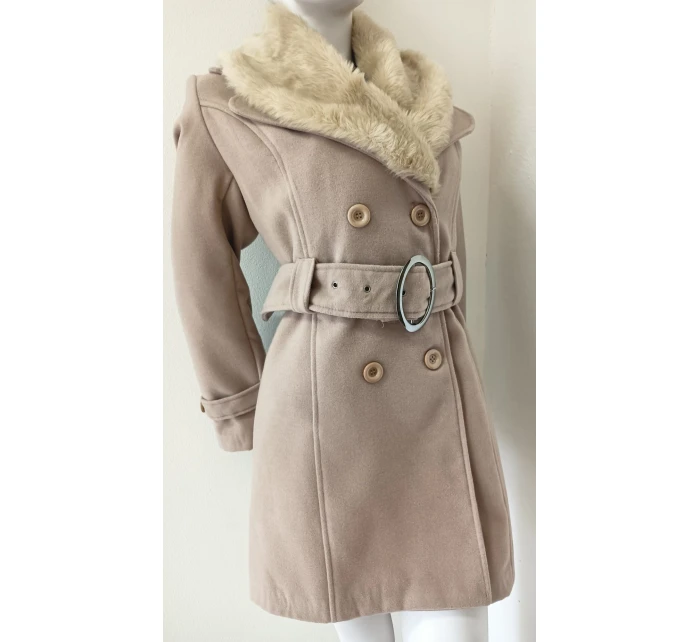 Dámsky béžový kabát na gombíky Eva - Italian Mode