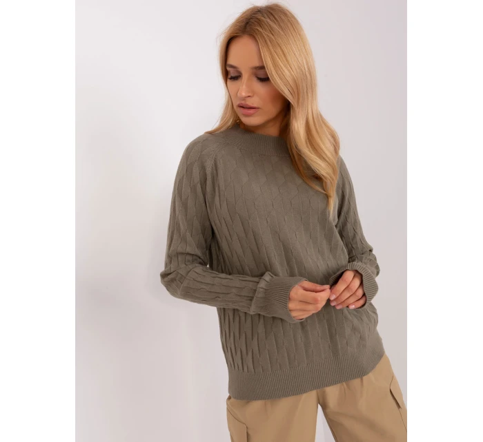 Sweter AT SW model 18904835 khaki - FPrice Sweter AT SW model 18904835 khaki - FPrice