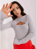 Sweter PM SW model 18959501 jasny szary - FPrice Sweter PM SW model 18959501 jasny szary - FPrice