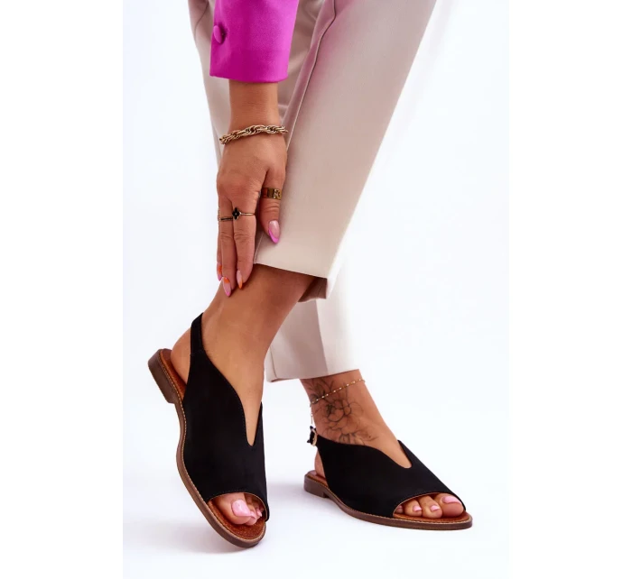 Dámske semišové sandále Lewski Topánky 3220/X Čierne Dámske semišové sandále Lewski Topánky 3220/X Čierne