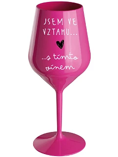 JSEM VE S  růžová nerozbitná sklenice na víno 470 ml model 22167913 - Giftela
