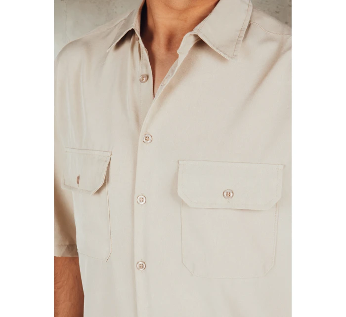 Pánské béžové tričko s krátkým rukávem Dstreet model 21990412 - FashionStreet