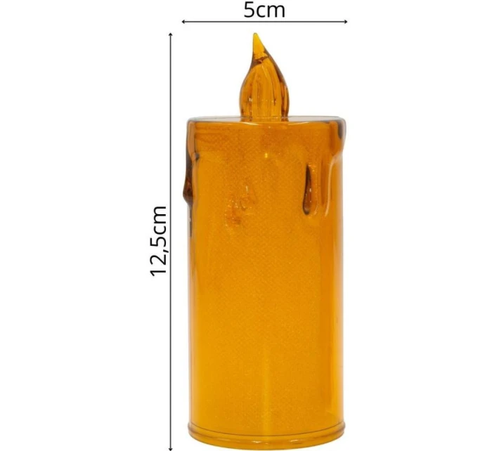 DEKORATÍVNA SVIEČKA 12,5 CM JANTÁROVÁ TEPLÁ BIELA 1 LED