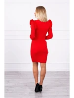 Priliehavé svetrové šaty s gombíkmi červené