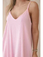 Mušelínové šaty na ramínka světle růžová