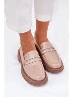 Mokasyny Damskie Lakierowane Ze Zdobieniem Beżowe Nallae