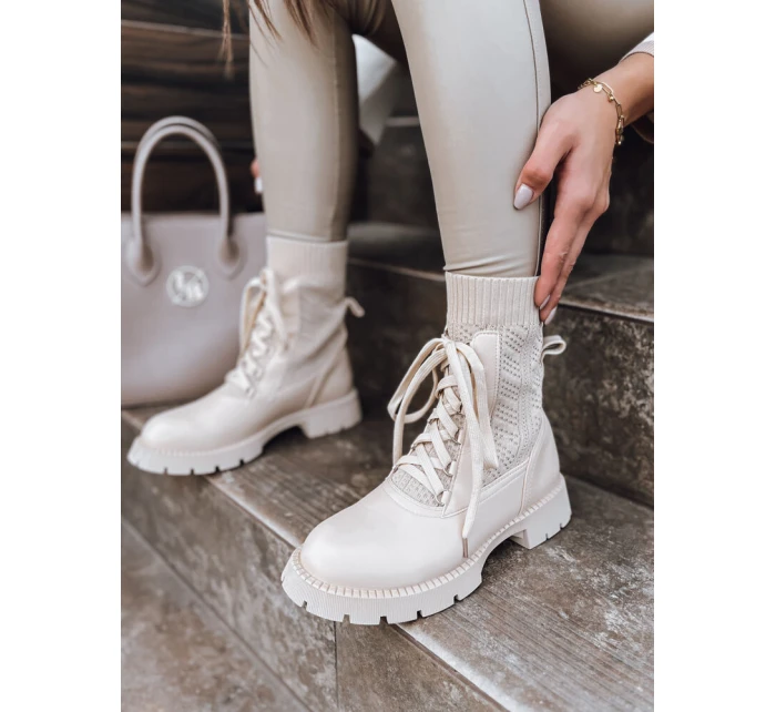 Dámské kozačky light beige Dstreet model 21971398 - FashionStreet Dámské kozačky light beige Dstreet model 21971398 - FashionStreet