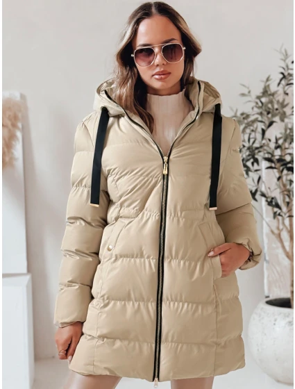 Dámská zimní bunda s kapucí beige Dstreet model 21978729 - FashionStreet Dámská zimní bunda s kapucí beige Dstreet model 21978729 - FashionStreet