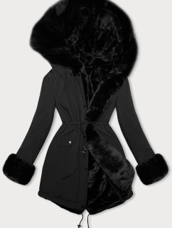 Čierna obojstranná zimná bunda parka-kožúšok J Style (11Z8085)