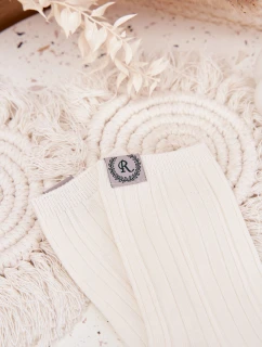 Dámske bavlnené ponožky s prúžkami - ecru