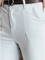 Dámske bavlnené nohavice slim fit s opaskom TAIRONIK svetlo sivá FashionStreet UY2538