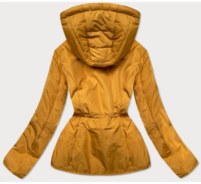 Žltá dámska prešívaná bunda na prechodné obdobie (M168)
