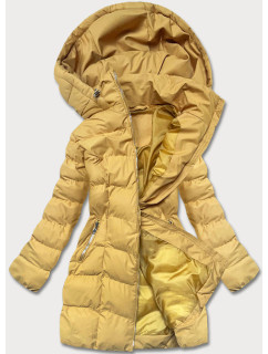 Žltá dámska zimná bunda s kapucňou (5M750-254)