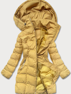 Žltá dámska zimná bunda s kapucňou (5M750-254)