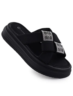 Dámske žabky na platforme so zirkónmi čierne Potocki 16347