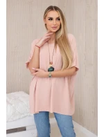 Blúzka nadrozmernej veľkosti s príveskom tmavo púdrovo ružovej farby Blúzka nadrozmernej veľkosti s príveskom tmavo púdrovo ružovej farby