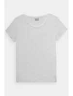 Damski Gładki T-Shirt Z Logo Biały 4F 4FWMM00TTSHF1845-10S