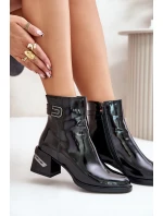 Lakované Boty Na Podpatku Zateplené Černé model 21671864 - S.Barski