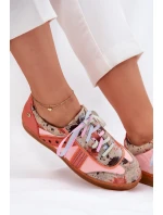 Skórzane Sneakersy Damskie Maciejka 06840-18 Pomarańczowe