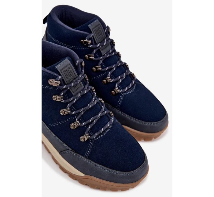 Zamszowe Buty Trekkingowe Męskie Big Star SS174264 Granatowe