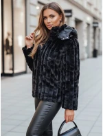Dámská kožešinová bunda s kapucí černá Dstreet model 21995152 - FashionStreet