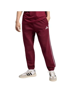 Pánské kalhoty Essentials 3Stripes Fleece Tapered Cuffed v barvě bordó model 22403387 - ADIDAS