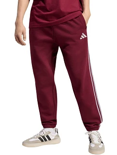 Pánské kalhoty adidas Essentials 3-Stripes Fleece Tapered Cuffed v barvě bordó KY4134