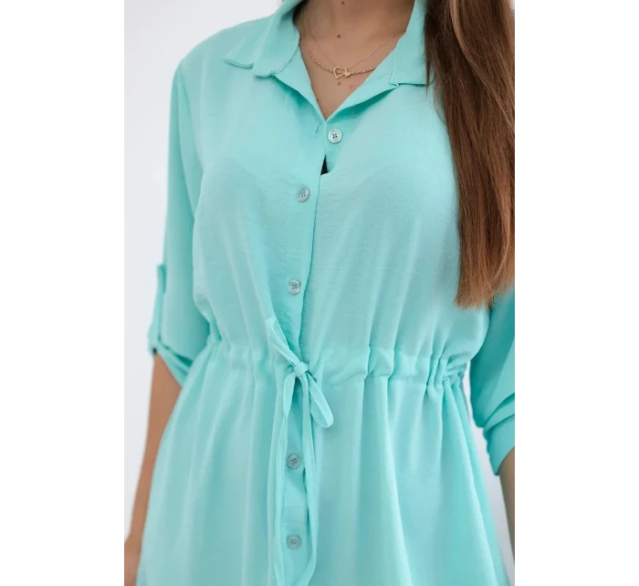 Šaty so zapínaním na gombíky a viazaním v páse mint Šaty so zapínaním na gombíky a viazaním v páse mint