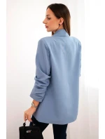 Elegantná bunda s klopami denimová modrá