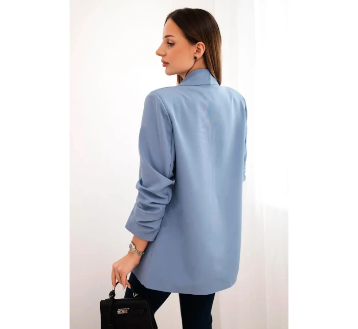 Elegantná bunda s klopami denimová modrá