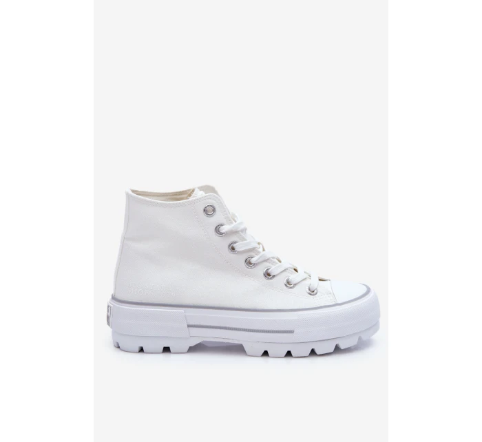 Wysokie Materiałowe Trampki Na Platformie Big Star LL274156 Białe