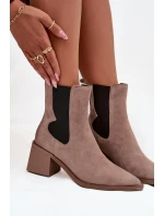 Kožené semišové dámské kotníčkové boty na podpatku s  béžové model 21712851 - Artiker