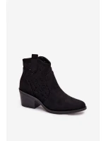 Dámské perforované cowboy boty na podpatku S.Barski HY61-8012 Černé