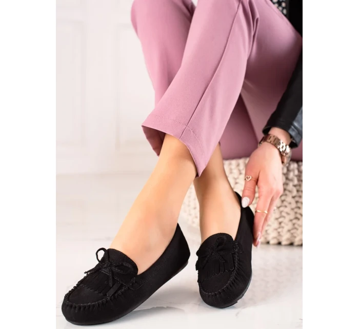 Trendy mokasíny čierne dámske bez podpätku Trendy mokasíny čierne dámske bez podpätku