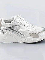 Biele šnurovacie sneakersy s farebnými vsadkami (6346)