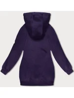 Fialová volná dlouhá dámská mikina se stahovacími lemy model 18875892 - LHD Fialová volná dlouhá dámská mikina se stahovacími lemy model 18875892 - LHD