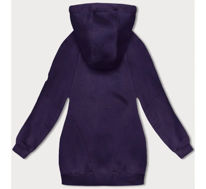 Fialová volná dlouhá dámská mikina se stahovacími lemy model 18875892 - LHD Fialová volná dlouhá dámská mikina se stahovacími lemy model 18875892 - LHD