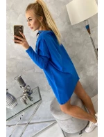 Oversize blúzka s asymetrickými bokmi nevädze modrá