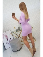 Šaty s ozdobnými knoflíky fialové