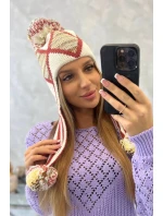 Dámska klapka na uši Eunika K322 ecru+red