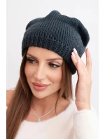 Dámska zimná čiapka s ušami a rebrovaným vzorom K440 graphite Dámska zimná čiapka s ušami a rebrovaným vzorom K440 graphite