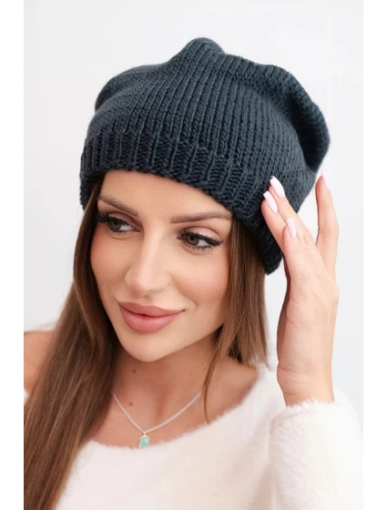 Dámska zimná čiapka s ušami a rebrovaným vzorom K440 graphite Dámska zimná čiapka s ušami a rebrovaným vzorom K440 graphite