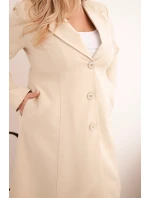 Klasický dámský kabát Plus Size s knoflíky a límcem béžový Klasický dámský kabát Plus Size s knoflíky a límcem béžový