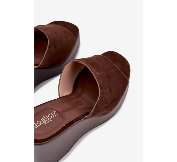 Ženské pantofle na platformě čokoládové Ravelia Ženské pantofle na platformě čokoládové Ravelia