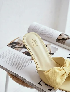 Dámské sandály na jehlovém podpatku s mašlí Žluté model 22101202 - Boto