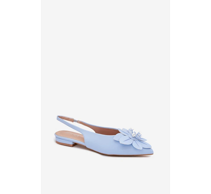 Dámské sandály na ploché podrážce s květem modré model 22102837 - Boto