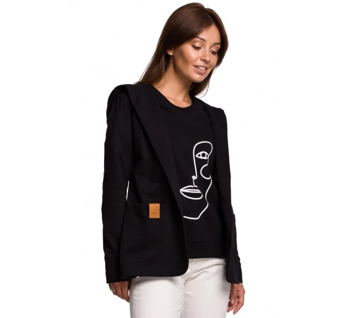 Blejzr s kapucí z úpletu černý model 15105755 - BeWear Blejzr s kapucí z úpletu černý model 15105755 - BeWear